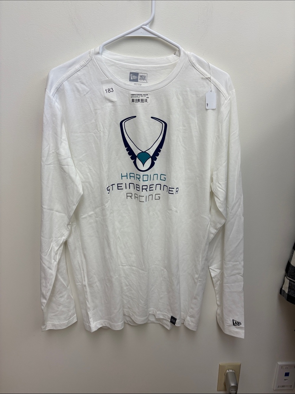New Era White Long Sleeve Harding Steinbrenner Racing Tee - Picture 1 of 5